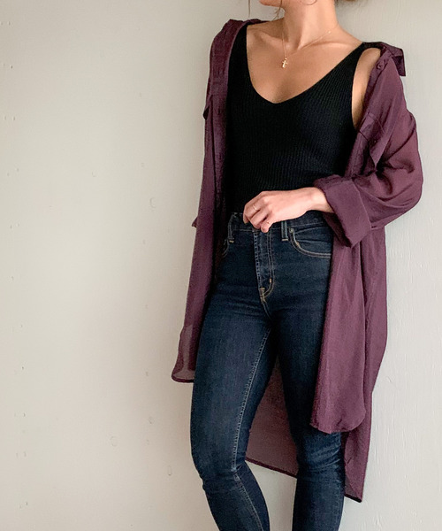 JUNOAH(ジュノア)の「オーバーサイズスリットシアーシャツ(シャツ/ブラウス・レディース・ホワイト/ブラック/ライトグレー/チャコール/ベージュ/グレイッシュベージュ/カーキ/ミント/ブルー/ネイビー/ブルーグリーン/ラベンダー/キャメル/ピンク系その他/ワイン・FREE)」の22枚目の写真