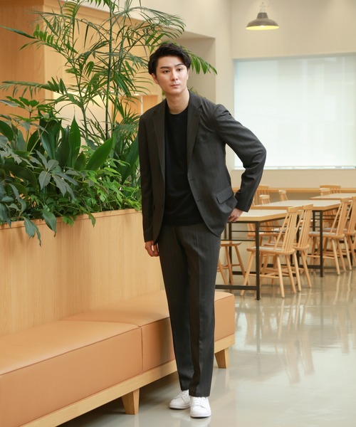 KASHIYAMA（カシヤマ）の「＜WASHABLE＞ウールライクヘリンボーンストレッチ テーパードパンツ（その他パンツ・メンズ・ダークネイビー/チャコールグレー・マルチサイズ）」の3枚目の写真