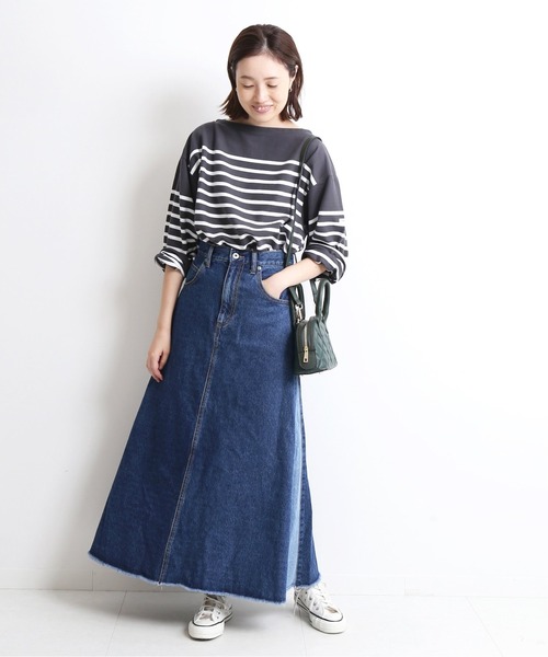 SLOBE IENA（スローブイエナ）の「LE DENIM フレアーカットオフスカート【洗濯機使用可】◆（デニムスカート・レディース・ブラック/ブルー系その他・40/38/36）」の17枚目の写真