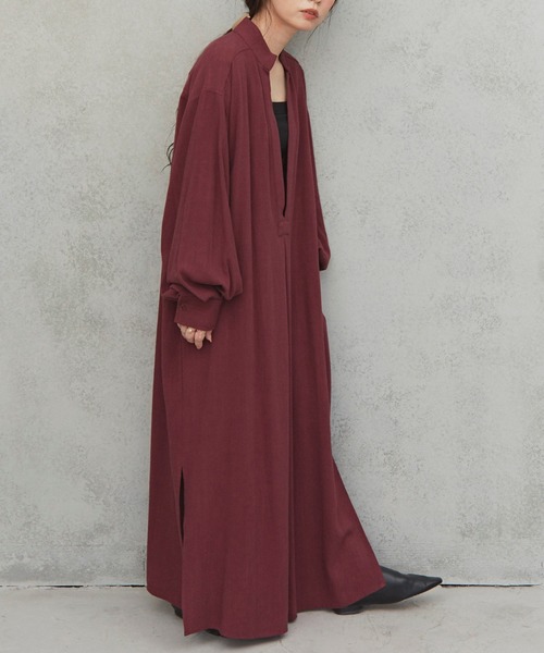 Libra Cue（リブラ キュー）の「Libra リラックスカフタンボリュームワンピース（ワンピース・レディース・ベージュ/ネイビー/ワイン・FREE）」の3枚目の写真