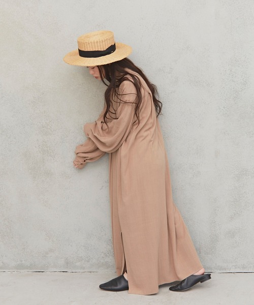 Libra Cue（リブラ キュー）の「Libra リラックスカフタンボリュームワンピース（ワンピース・レディース・ベージュ/ネイビー/ワイン・FREE）」の7枚目の写真