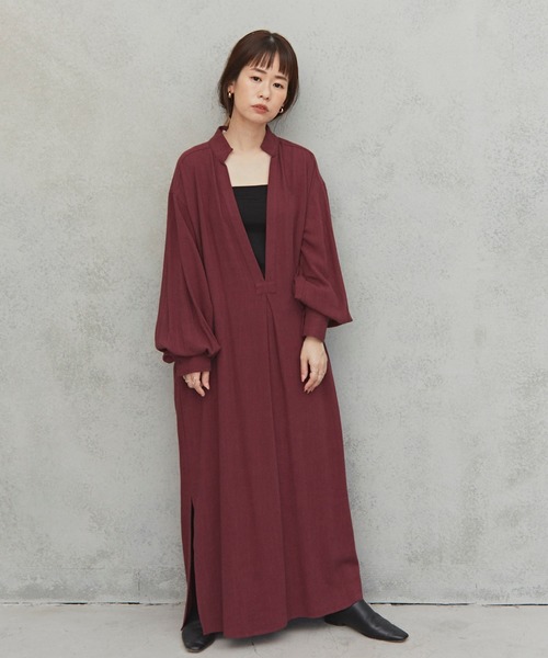 Libra Cue（リブラ キュー）の「Libra リラックスカフタンボリュームワンピース（ワンピース・レディース・ベージュ/ネイビー/ワイン・FREE）」の22枚目の写真