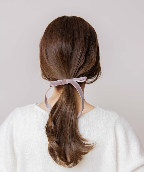 flower(フラワー)の「ベルベットリボンゴム(ヘアゴム・レディース・グレー/ブラウン/ベージュ/パープル/ブラック/ゴールド/ピンク・FREE)」の5枚目の写真