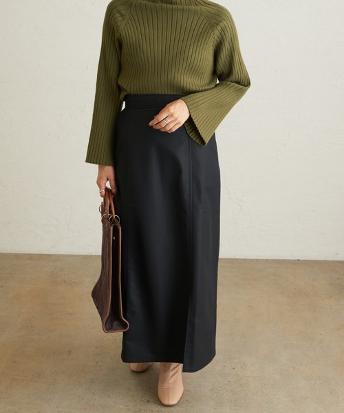 natural couture（ナチュラルクチュール）の「エコレザーAラインスリットスカート（スカート・レディース・アイボリー/ブラック/ブラウン・FREE）」の9枚目の写真