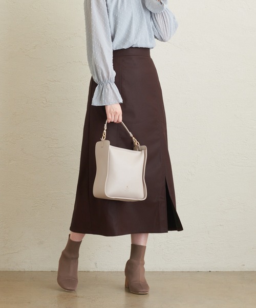 natural couture（ナチュラルクチュール）の「エコレザーAラインスリットスカート（スカート・レディース・アイボリー/ブラック/ブラウン・FREE）」の15枚目の写真