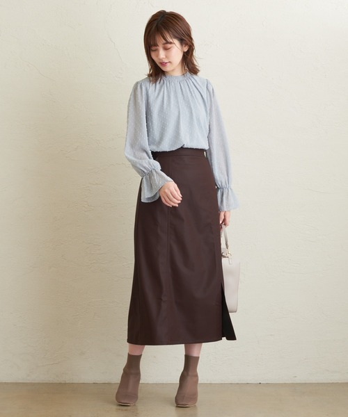 natural couture（ナチュラルクチュール）の「エコレザーAラインスリットスカート（スカート・レディース・アイボリー/ブラック/ブラウン・FREE）」の16枚目の写真