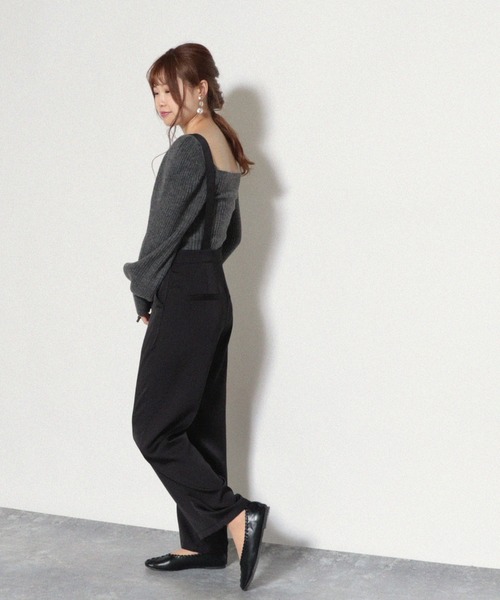 Cheek（チーク）の「パフショルダーリブニットプルオーバー（ニット/セーター・レディース・ブラウン/アイボリー/グレー・MEDIUM）」の18枚目の写真