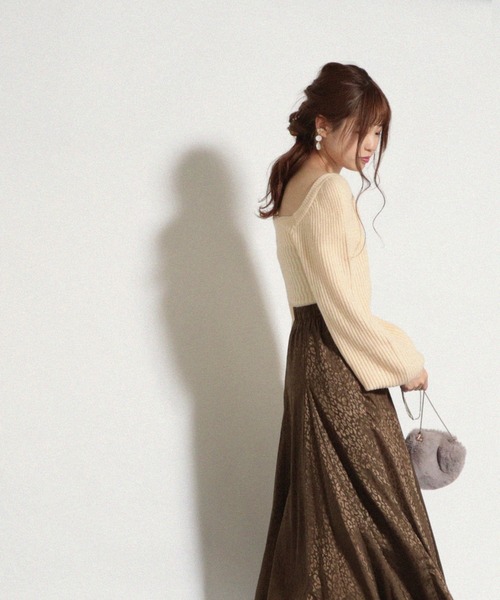 Cheek（チーク）の「パフショルダーリブニットプルオーバー（ニット/セーター・レディース・ブラウン/アイボリー/グレー・MEDIUM）」の21枚目の写真