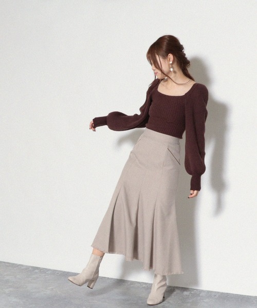 Cheek（チーク）の「パフショルダーリブニットプルオーバー（ニット/セーター・レディース・ブラウン/アイボリー/グレー・MEDIUM）」の19枚目の写真