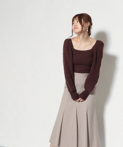 Cheek（チーク）の「パフショルダーリブニットプルオーバー（ニット/セーター・レディース・ブラウン/アイボリー/グレー・MEDIUM）」の7枚目の写真