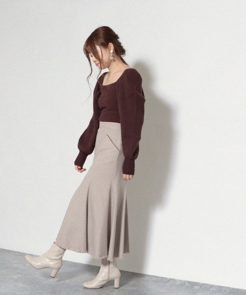 Cheek（チーク）の「パフショルダーリブニットプルオーバー（ニット/セーター・レディース・ブラウン/アイボリー/グレー・MEDIUM）」の14枚目の写真