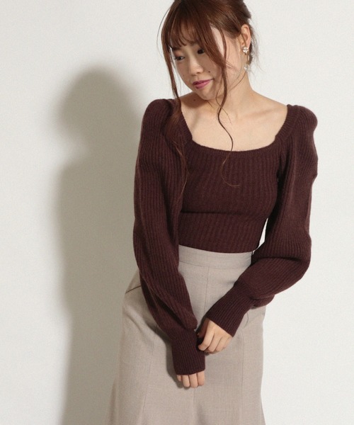 Cheek（チーク）の「パフショルダーリブニットプルオーバー（ニット/セーター・レディース・ブラウン/アイボリー/グレー・MEDIUM）」の10枚目の写真