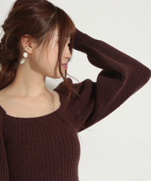 Cheek（チーク）の「パフショルダーリブニットプルオーバー（ニット/セーター・レディース・ブラウン/アイボリー/グレー・MEDIUM）」の11枚目の写真