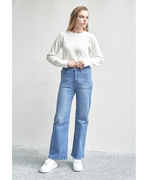 ALEXIA STAM(アリシアスタン)の「Wide Straight Jeans/ワイドストレートジーンズ(デニムパンツ・レディース・ライトブルー/ブルー・S/M/XS)」の22枚目の写真