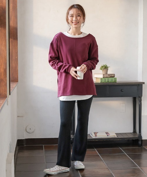 KOBE LETTUCE（コウベレタス）の「フレアニットパンツ[M3140]（その他パンツ・レディース・ライトベージュ/モカ/ブラック/カーキ・FREE）」の12枚目の写真