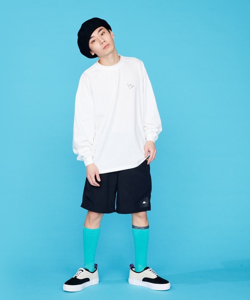 Mark Gonzales（マーク・ゴンザレス）の「Mark Gonzales/マークゴンザレス 別注コラボ オーバーサイズロゴロンT（Tシャツ/カットソー・メンズ・ホワイト/ブラック/パープル/ブラウン/サックスブルー/グリーン/グレイッシュベージュ/ピンク・M/L/XL）」の22枚目の写真