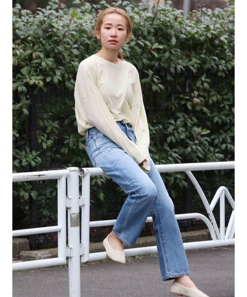 Ungrid（アングリッド）の「シアーロングスリーブTee（Tシャツ/カットソー・レディース・オフホワイト/オレンジ/ミント/パープル・FREE）」の6枚目の写真