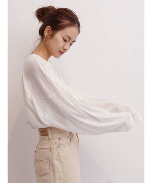 Ungrid（アングリッド）の「シアーロングスリーブTee（Tシャツ/カットソー・レディース・オフホワイト/オレンジ/ミント/パープル・FREE）」の10枚目の写真