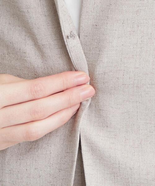 green label relaxing（グリーンレーベルリラクシング）の「[ 手洗い可/リネンライク ] ◆D ノーラペル ジャケット -JJPS ◇No08◇（ノーカラージャケット・レディース・ダークグレー/ベージュ/ナチュラル・38/40/42/44/46/34/36）」の12枚目の写真