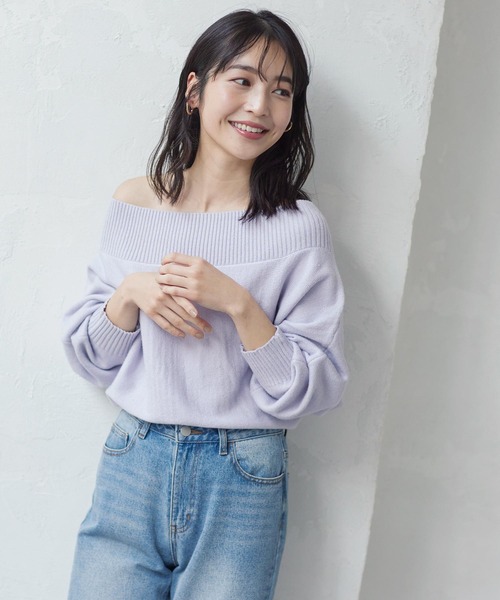 KOBE LETTUCE(コウベレタス)の「3wayドルマンニットトップス(ニット/セーター・レディース・ブラック/ベージュ系その他/グリーン系その他/パープル系その他・FREE)」の11枚目の写真