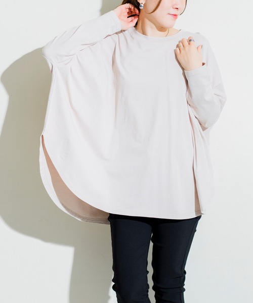 prose verse(プロズヴェール)の「綿天竺ポンチョロンT(Tシャツ/カットソー・レディース・チャコールグレー/ベージュ/オフホワイト/ブルー・フリ-)」の11枚目の写真