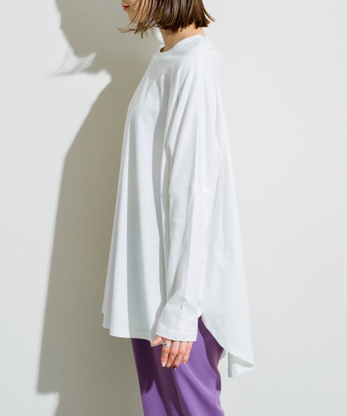 prose verse(プロズヴェール)の「綿天竺ポンチョロンT(Tシャツ/カットソー・レディース・チャコールグレー/ベージュ/オフホワイト/ブルー・フリ-)」の16枚目の写真