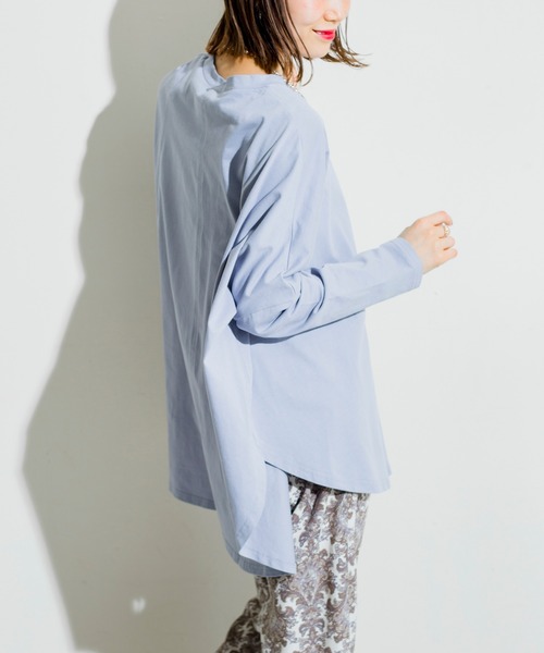 prose verse(プロズヴェール)の「綿天竺ポンチョロンT(Tシャツ/カットソー・レディース・チャコールグレー/ベージュ/オフホワイト/ブルー・フリ-)」の8枚目の写真
