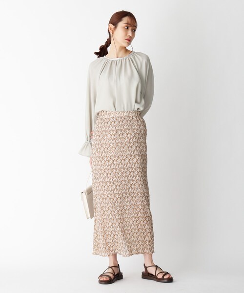 OPAQUE.CLIP（オペークドットクリップ）の「◆フラワープリーツスカート（スカート・レディース・ブラック系/ベージュ系/ブルー系・38/36）」の7枚目の写真