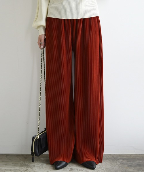 and it_（アンドイット）の「セルフカットプリーツワイドパンツ（その他パンツ・レディース・グレー系その他/ブラウン/ベージュ/ピンクベージュ/カーキ/ブラック/グレイッシュブルー/ブルー系その他/ベージュ系その他/アイボリー/イエロー/ライトカーキ/ブルー/ダークオレンジ/パープル/ブルーグレー・L/LL/M）」の16枚目の写真