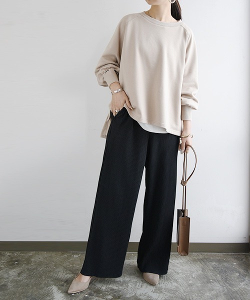 and it_（アンドイット）の「セルフカットプリーツワイドパンツ（その他パンツ・レディース・グレー系その他/ブラウン/ベージュ/ピンクベージュ/カーキ/ブラック/グレイッシュブルー/ブルー系その他/ベージュ系その他/アイボリー/イエロー/ライトカーキ/ブルー/ダークオレンジ/パープル/ブルーグレー・L/LL/M）」の20枚目の写真