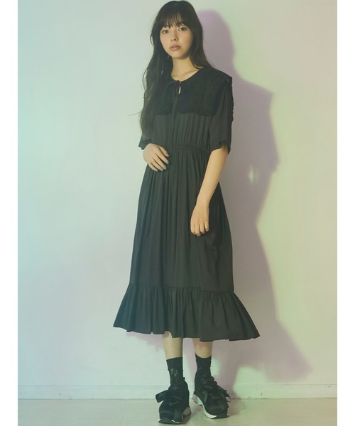 merry jenny(メリージェニー)の「lusterレースセーラーカラーワンピース(ワンピース・レディース・アイボリー/ブラック/ピンク/ブルー・FREE)」の3枚目の写真