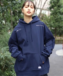 ALL ONE/オールワン TWO ICON WIDE HOODIE ボスサイドショルダープリント パーカー