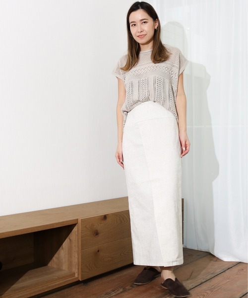 Per sist ence（パーシエンス）の「Per sist ence/パーシエンス　透かし編みバックスリットプルオーバー（ベスト・レディース・ブラック/グレイッシュベージュ/アイボリー・FREE）」の21枚目の写真