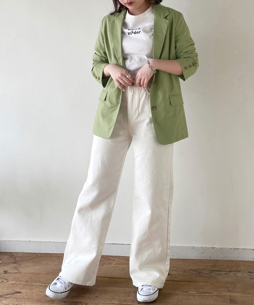 mimi toujours（ミミトゥジュール）の「ジャケット テーラード omom×mimi toujours（テーラードジャケット・レディース・ライトベージュ/ライトグリーン・M）」の19枚目の写真