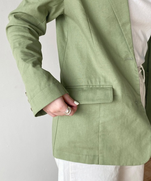 mimi toujours（ミミトゥジュール）の「ジャケット テーラード omom×mimi toujours（テーラードジャケット・レディース・ライトベージュ/ライトグリーン・M）」の10枚目の写真