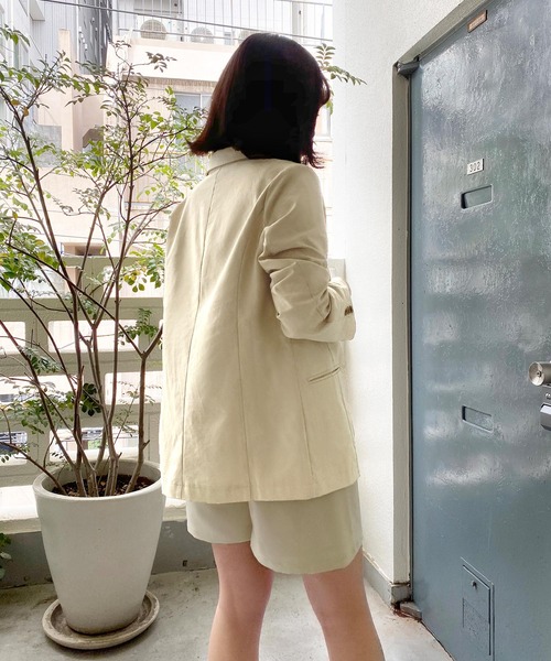 mimi toujours（ミミトゥジュール）の「ジャケット テーラード omom×mimi toujours（テーラードジャケット・レディース・ライトベージュ/ライトグリーン・M）」の8枚目の写真