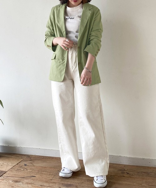 mimi toujours（ミミトゥジュール）の「ジャケット テーラード omom×mimi toujours（テーラードジャケット・レディース・ライトベージュ/ライトグリーン・M）」の20枚目の写真