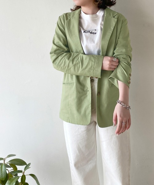 mimi toujours（ミミトゥジュール）の「ジャケット テーラード omom×mimi toujours（テーラードジャケット・レディース・ライトベージュ/ライトグリーン・M）」の11枚目の写真