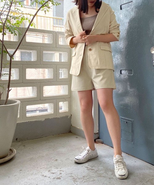 mimi toujours（ミミトゥジュール）の「ジャケット テーラード omom×mimi toujours（テーラードジャケット・レディース・ライトベージュ/ライトグリーン・M）」の13枚目の写真