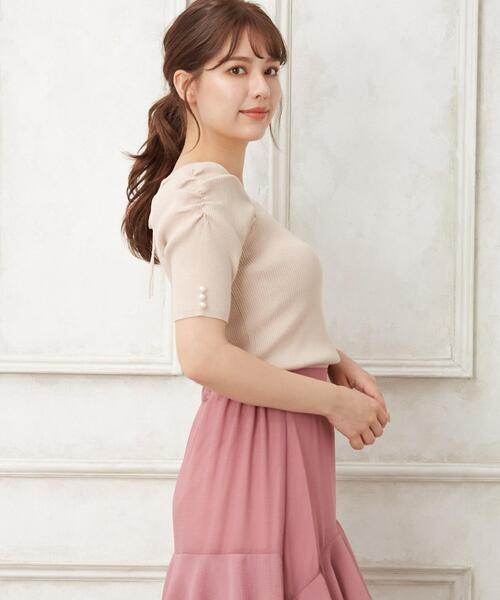 Allamanda（アラマンダ）の「スクエア／ネックパワショルニット（ニット/セーター・レディース・ブラック/サックスブルー/アイボリー/ベージュ/ブラウン・M）」の4枚目の写真