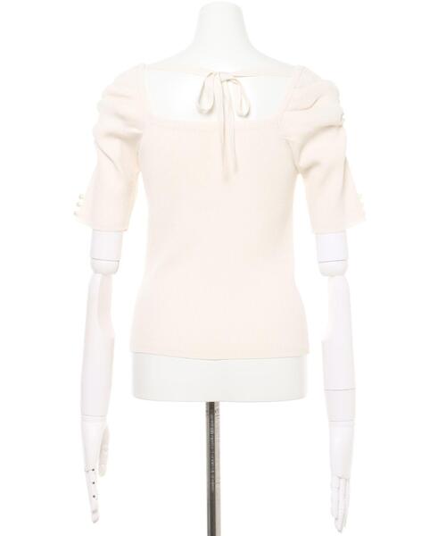 Allamanda（アラマンダ）の「スクエア／ネックパワショルニット（ニット/セーター・レディース・ブラック/サックスブルー/アイボリー/ベージュ/ブラウン・M）」の8枚目の写真