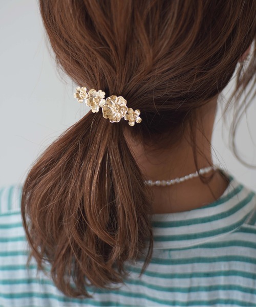 ポニーフック　シャネル　ツイード　リントン　チュール　ヘアアクセサリー　髪飾り jewel-vox_d-mkk-10854