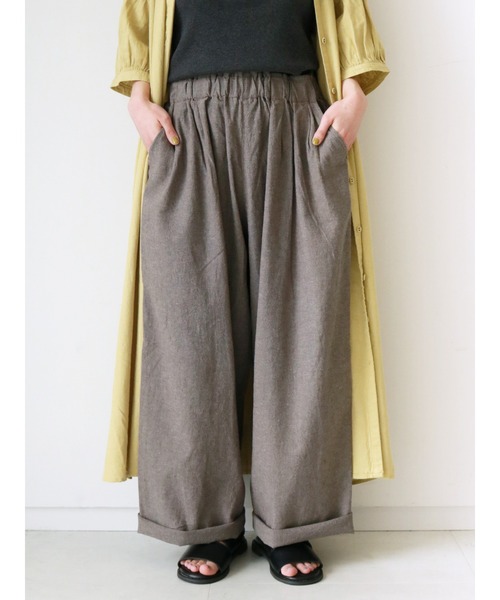 Samansa Mos2（サマンサ モスモス）の「綿麻ストレートパンツ（その他パンツ・レディース・グレー/ベージュ/チャコール・ﾌﾘ-）」の2枚目の写真