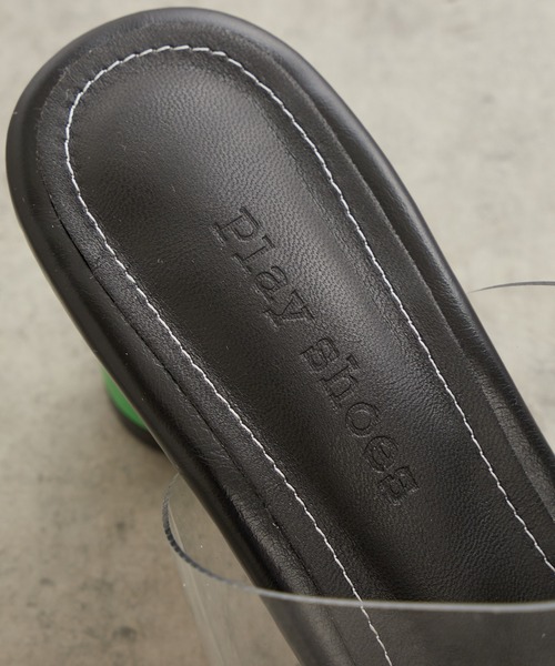 Lui's（ルイス）の「バイカラークリアー丸ヒールサンダル（サンダル・レディース・グリーン/キャメル・24.5/23.5）」の6枚目の写真