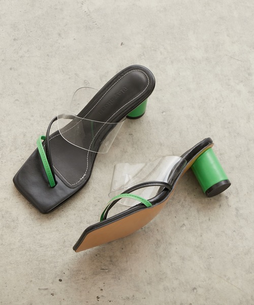 Lui's（ルイス）の「バイカラークリアー丸ヒールサンダル（サンダル・レディース・グリーン/キャメル・24.5/23.5）」の4枚目の写真