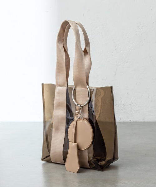 mystic（ミスティック）の「ポーチ付きクリアトートバッグ（ショルダーバッグ・レディース・ブラウン/オレンジ・ONE SIZE）」の7枚目の写真