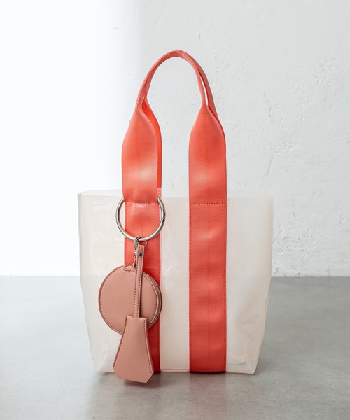 mystic（ミスティック）の「ポーチ付きクリアトートバッグ（ショルダーバッグ・レディース・ブラウン/オレンジ・ONE SIZE）」の9枚目の写真