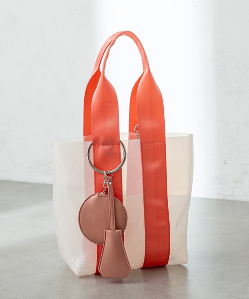 mystic（ミスティック）の「ポーチ付きクリアトートバッグ（ショルダーバッグ・レディース・ブラウン/オレンジ・ONE SIZE）」の13枚目の写真