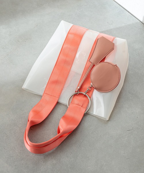 mystic（ミスティック）の「ポーチ付きクリアトートバッグ（ショルダーバッグ・レディース・ブラウン/オレンジ・ONE SIZE）」の16枚目の写真