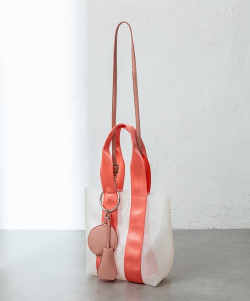 mystic（ミスティック）の「ポーチ付きクリアトートバッグ（ショルダーバッグ・レディース・ブラウン/オレンジ・ONE SIZE）」の19枚目の写真